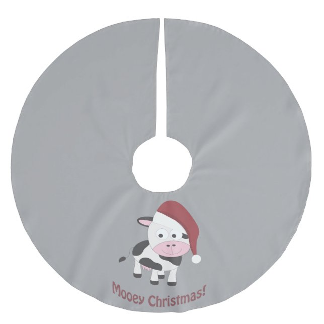 Mooey Christmas! Santa Cow Brushed Polyester Tree Skirt (Front)
