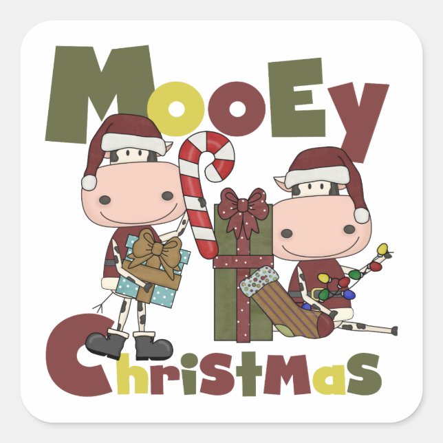Mooey Christmas Square Sticker (Front)