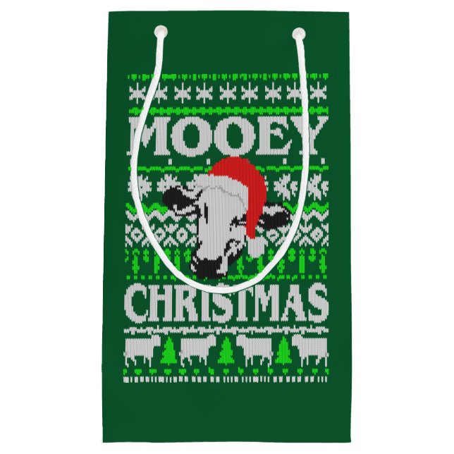 Mooey Christmas Ugly Christmas Sweater  Small Gift Bag (Front)