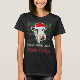 Mooey Christmas Ugly Cow Santa Heifer Christmas Fa T-Shirt