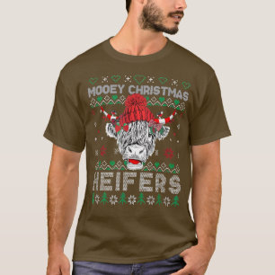 Mooey Christmas Ugly Cow Santa Heifer Christmas Fa T-Shirt