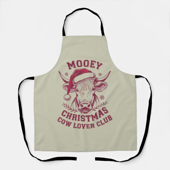 Mooey Christmas Western Cow Lover Club Xmas Season Apron (Front)