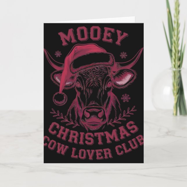 Mooey Christmas Western Cow Lover Club Xmas Season Card (Front)