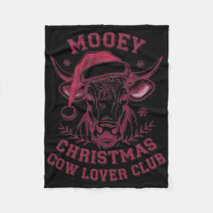 Mooey Christmas Western Cow Lover Club Xmas Season Fleece Blanket