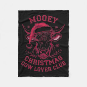 Mooey Christmas Western Cow Lover Club Xmas Season Fleece Blanket