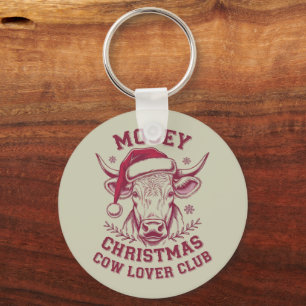 Mooey Christmas Western Cow Lover Club Xmas Season Key Ring