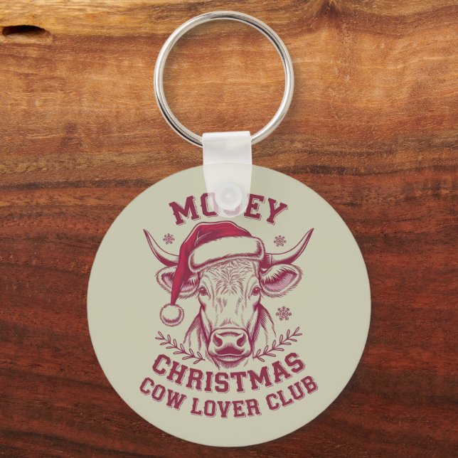 Mooey Christmas Western Cow Lover Club Xmas Season Key Ring (Front)