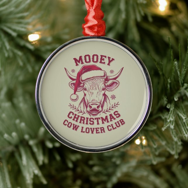 Mooey Christmas Western Cow Lover Club Xmas Season Metal Tree Decoration (Tree)