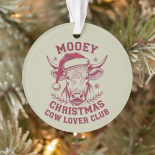 Mooey Christmas Western Cow Lover Club Xmas Season Ornament