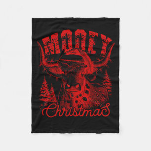 Mooey Christmas Western Heifer Highland Cow Santa  Fleece Blanket
