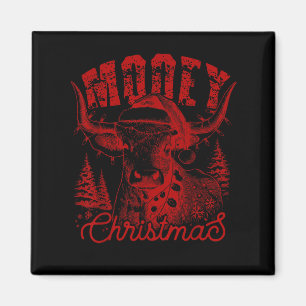 Mooey Christmas Western Heifer Highland Cow Santa  Magnet