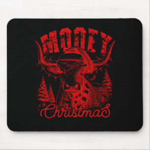 Mooey Christmas Western Heifer Highland Cow Santa  Mouse Mat