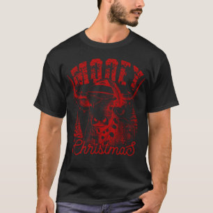 Mooey Christmas Western Heifer Highland Cow Santa T-Shirt