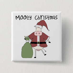 Mooey Cow Christmas Tshirts and Gifts 15 Cm Square Badge