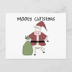 Mooey Cow Christmas Tshirts and Gifts Holiday Postcard