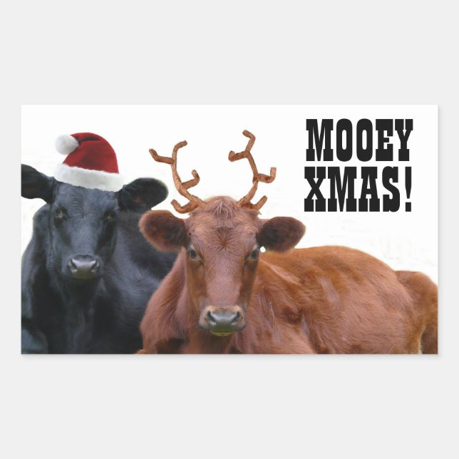 Mooey Merry Christmas Cows Stickers (Front)