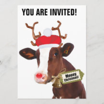 Mooey Merry Christmas Reindeer Cow