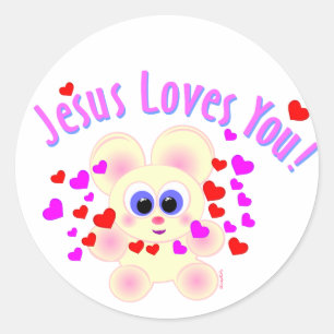 Mooky: Jesus Loves You! Classic Round Sticker