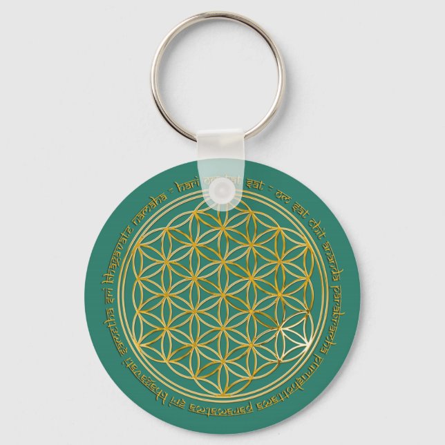 Moola Mantra / Blume Des Lebens | green Key Ring (Front)