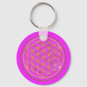 Moola Mantra / Blume Des Lebens pink Key Ring