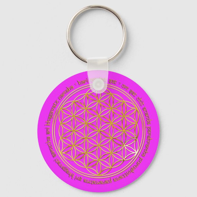 Moola Mantra / Blume Des Lebens | pink Key Ring (Front)