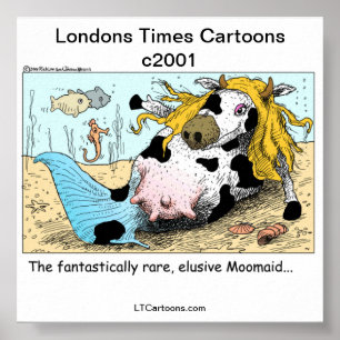 Moomaid 1/2 Cow 1/2 Mermaid Funny Poster