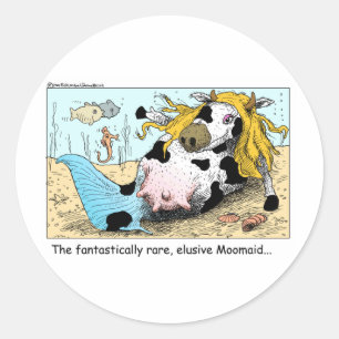Moomaid Funny Cow Cartoon Gifts Tees Collectibles Classic Round Sticker
