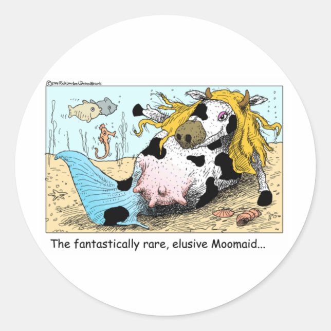 Moomaid Funny Cow Cartoon Gifts Tees Collectibles Classic Round Sticker (Front)