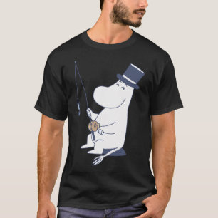 Moomin Moominpappa Fishing Blue Outline T-Shirt