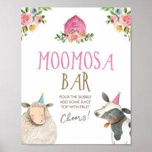 Moomosa Bar Mimosa Farm Animals Barnyard Birthday Poster