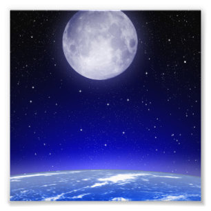 Moon Above Earth Photo Print