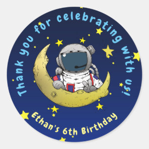 Moon Adventure Birthday Thank You Stickers