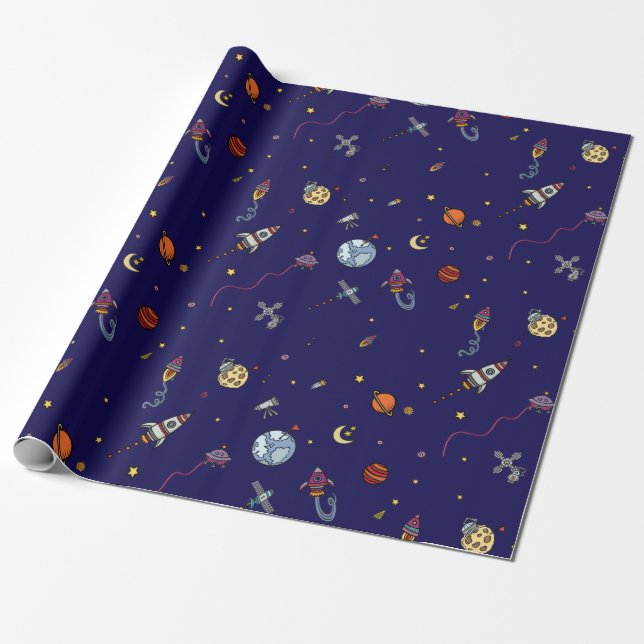 Moon Adventure Wrapping Paper (Unrolled)