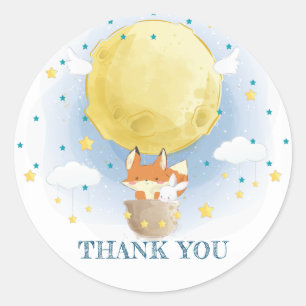 Moon Air Balloon Thank you Classic Round Sticker
