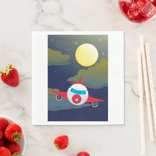 Moon And Aeroplane Napkins