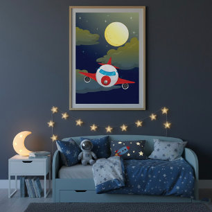 Moon And Aeroplane Poster