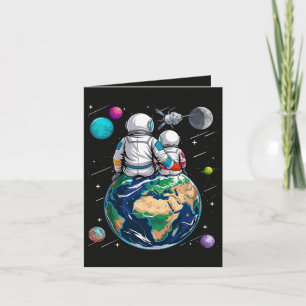 Moon And Astronaut Holiday Card