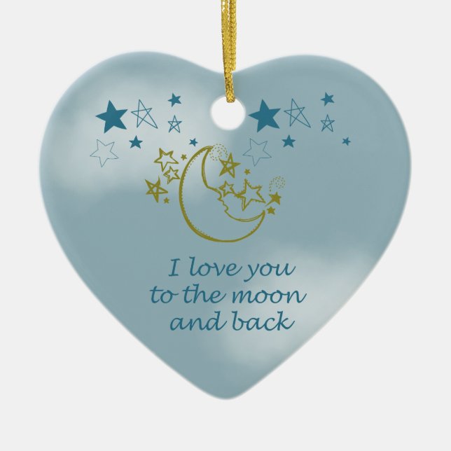 Moon and Back Ceramic Tree Decoration (Front)