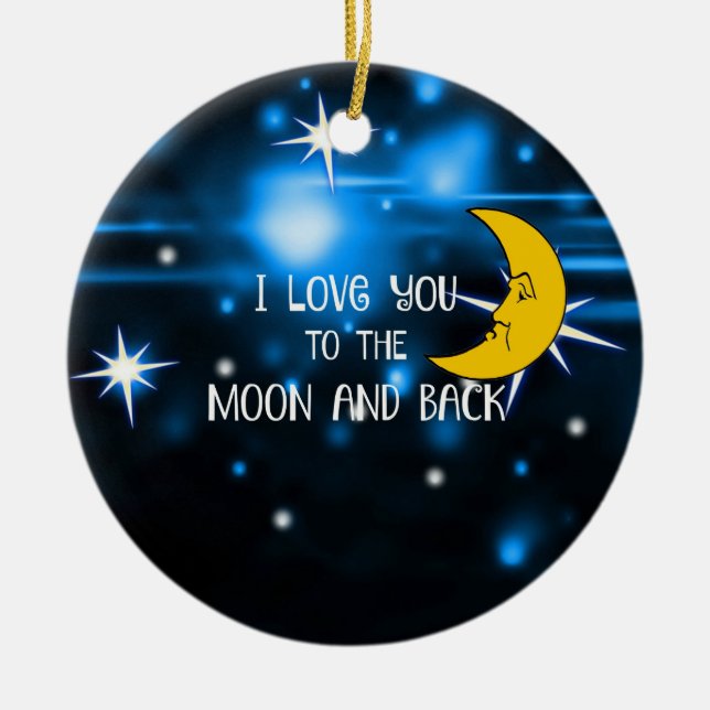 Moon and Back, popular design, Ceramic Tree Decoration (Front)