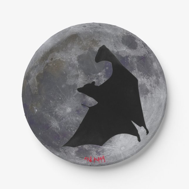 Moon and Bat paper plate (Front)