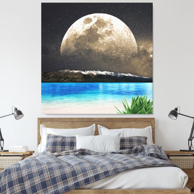 Moon And Beach Canvas Print (Insitu(Bedroom))