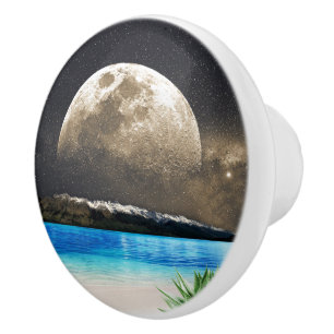 Moon And Beach Ceramic Knob