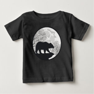 Moon and Bear Night Wilderness Silhouette Baby T-Shirt