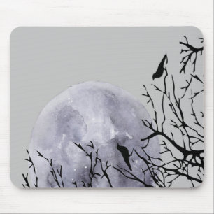 Moon and birds mouse mat