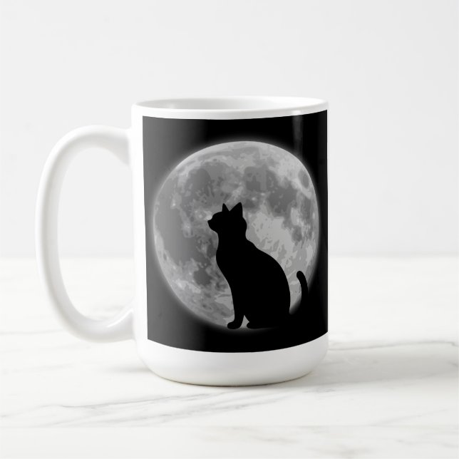 Moon and Black cat  Coffee Mug (Left)