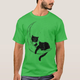 Moon And Cat Cat Reading Cat And Book Lovers T-Shirt