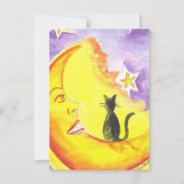 Moon and Cat Halloween Invitation by Liz Revit (Front)
