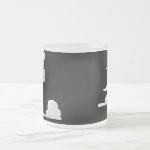 Moon and clouds pattern frosted glass coffee mug