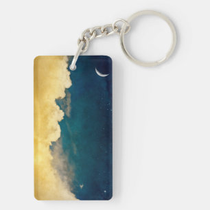 Moon And Cloudscape Key Ring