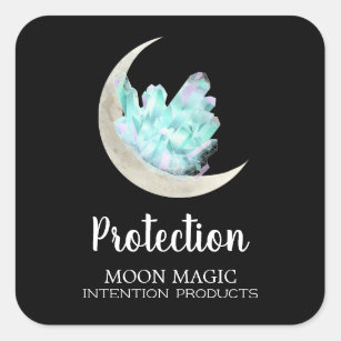 Moon And Crystal Intention Spell Square Sticker